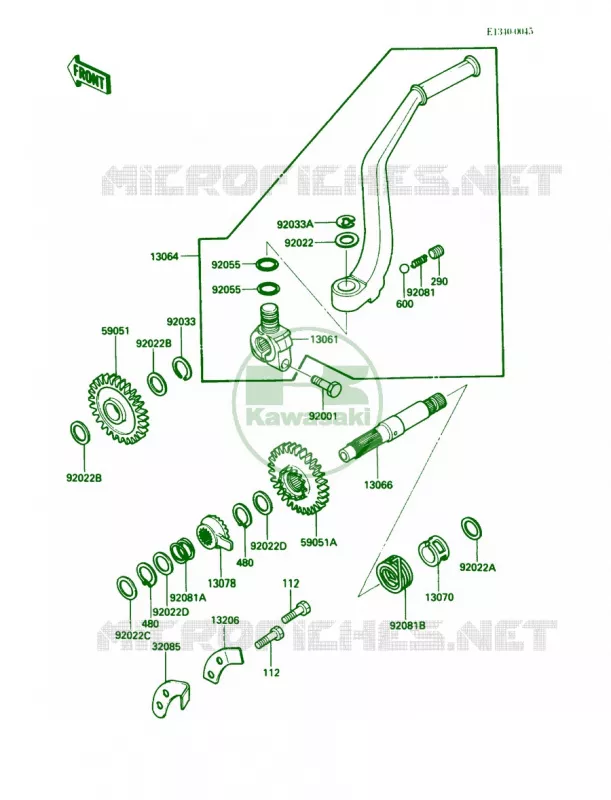Kickstarter Mechanism Kawasaki MOTOS 250 1988 KLR250  KL250-D5