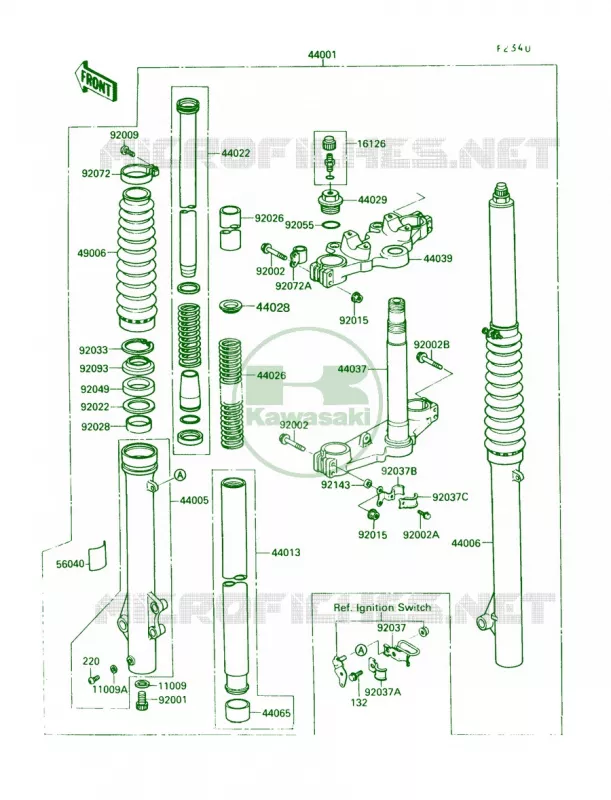 Front Fork Kawasaki MOTOS 650 1988 KLR650  KL650-A2