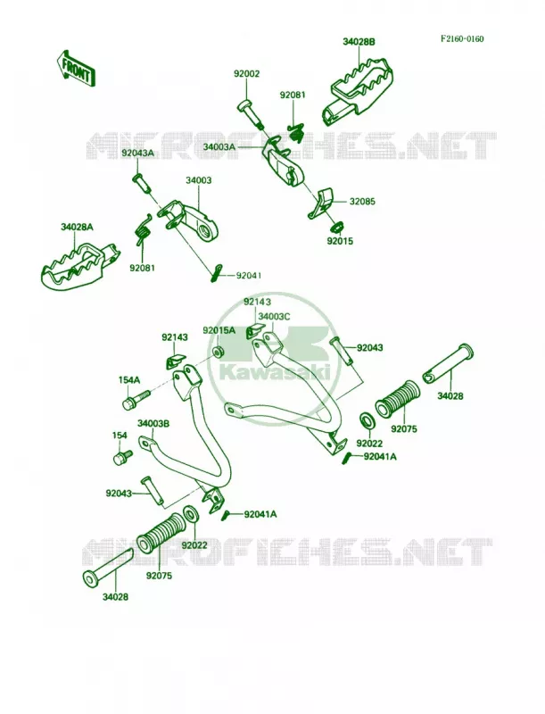 Footrests Kawasaki MOTOS 250 1987 KLR250  KL250-D4