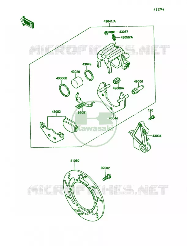 Rear Caliper Kawasaki MOTOS 650 1987 KLR650  KL650-A1