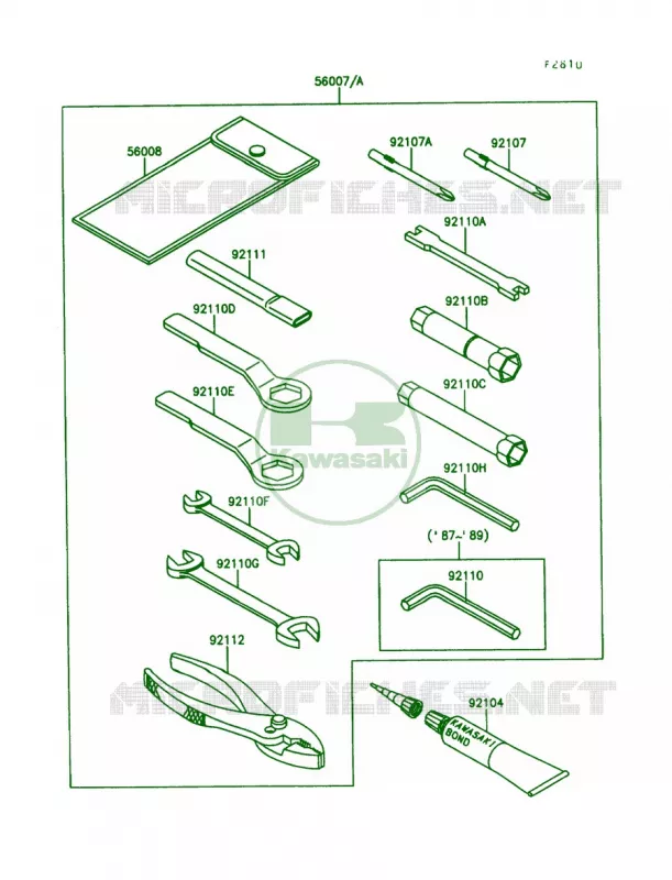 Tool Kawasaki MOTOS 650 1987 KLR650  KL650-A1