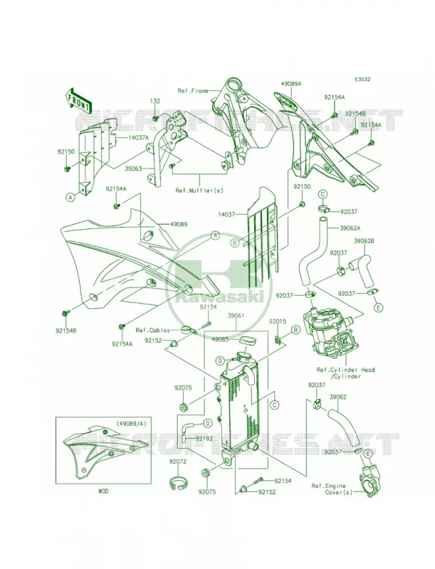 Radiator Kawasaki MOTOS 100 2015 KX100  KX100FFF