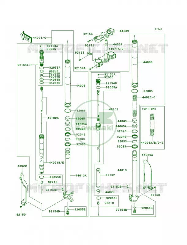 Front Fork Kawasaki MOTOS 250 2014 KX250F  KX250ZEF