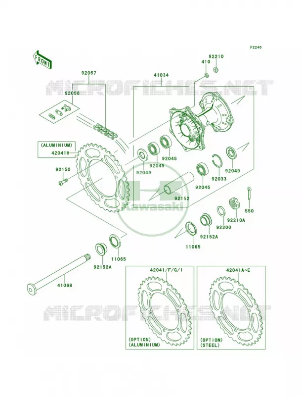 Rear Hub Kawasaki MOTOS 250 2014 KX250F  KX250ZEF