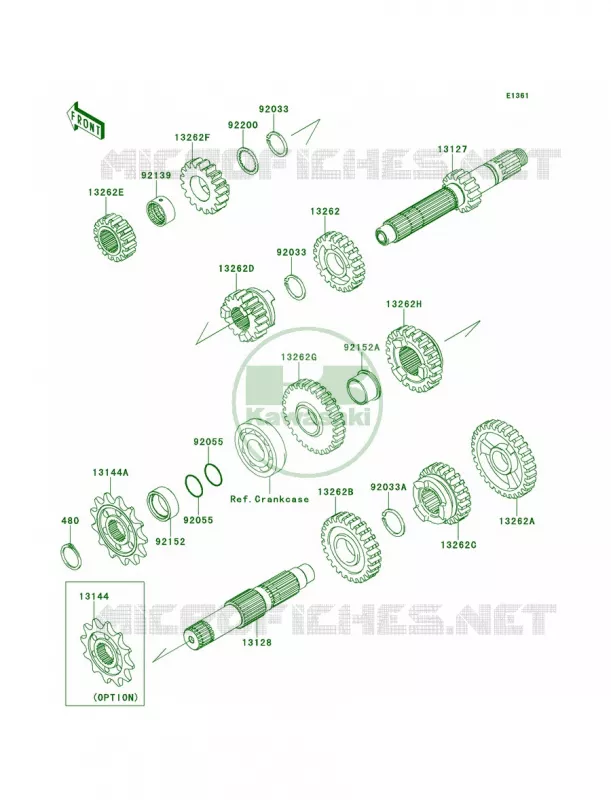 TransmissionZDF Kawasaki MOTOS 250 2014 KX250F  KX250ZEF