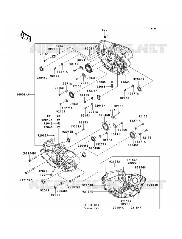 Crankcase Kawasaki MOTOS 450 2014 KX450F  KX450FEF