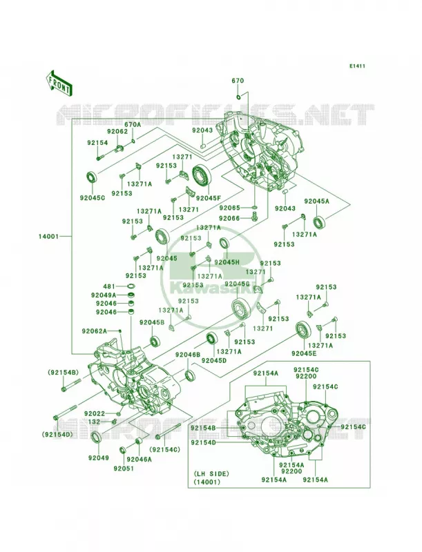 Crankcase Kawasaki MOTOS 450 2012 KX450F  KX450FCF