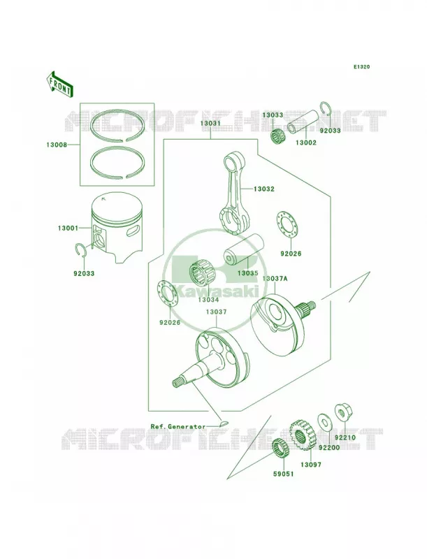 CrankshaftPistons Kawasaki MOTOS 100 2012 KX100  KX100DCF