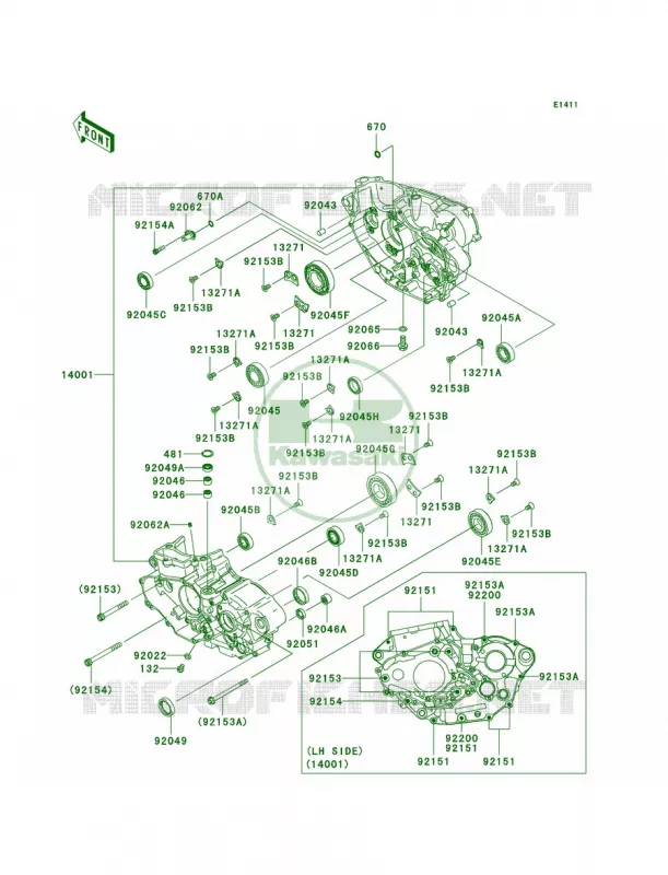 Crankcase Kawasaki MOTOS 450 2011 KX450F  KX450EBF