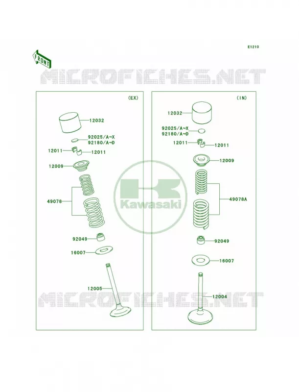 Valves Kawasaki MOTOS 450 2011 KX450F  KX450EBF
