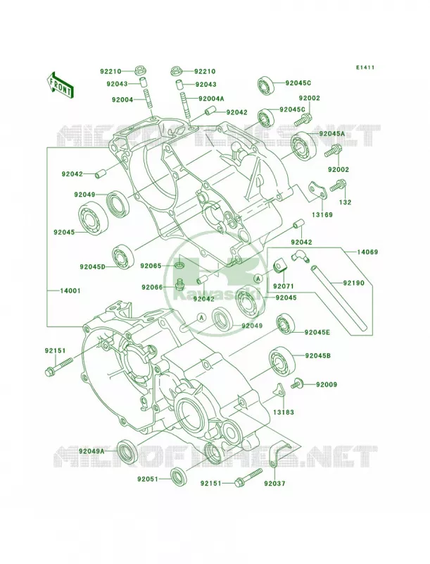 Crankcase Kawasaki MOTOS 100 2011 KX100  KX100DBF