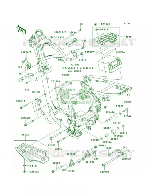 Frame Fittings Kawasaki MOTOS 140 2009 KLX140 Monster Energy  KLX140A9FA