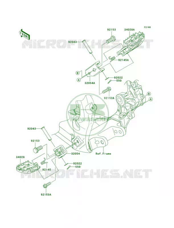 Footrests Kawasaki MOTOS 250 2010 KX250F  KX250XAFB