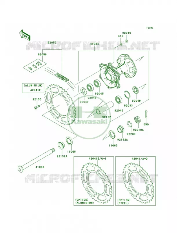 Rear Hub Kawasaki MOTOS 250 2010 KX250F  KX250XAFB