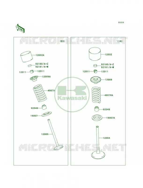 Valves Kawasaki MOTOS 250 2010 KX250F  KX250XAFB