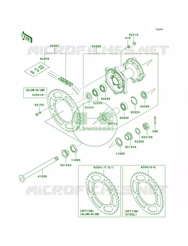 Rear Hub Kawasaki MOTOS 450 2010 KX450F  KX450EAF