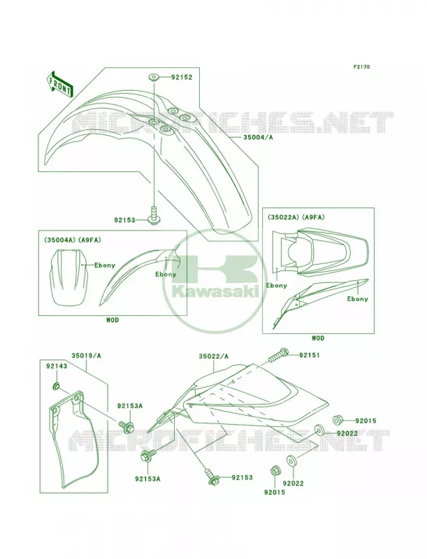 Fenders Kawasaki MOTOS 65 2009 KX65   KX65A9F