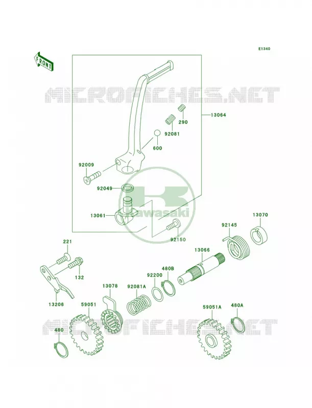 Kickstarter Mechanism Kawasaki MOTOS 65 2009 KX65   KX65A9F