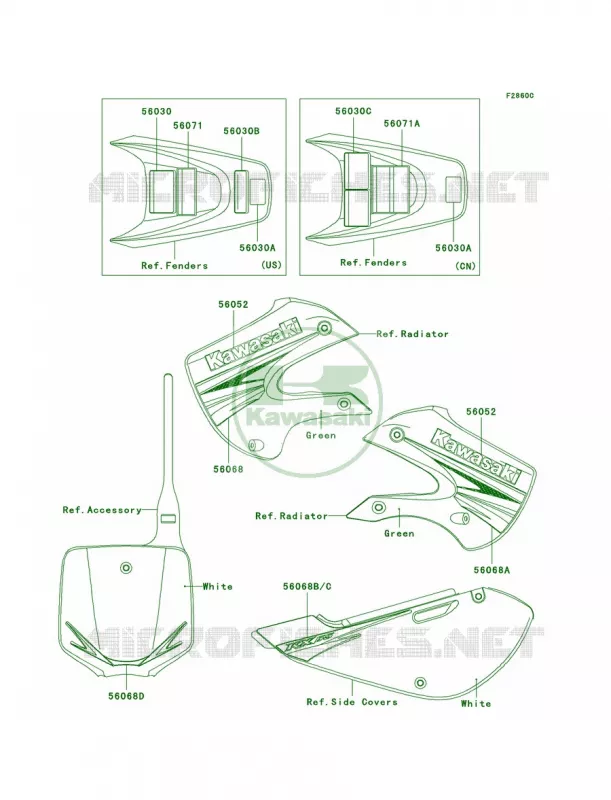 LabelsGreenA9F Kawasaki MOTOS 65 2009 KX65   KX65A9F