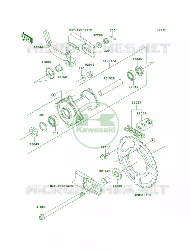 Rear Hub Kawasaki MOTOS 65 2009 KX65 Monster Energy  KX65A9FA