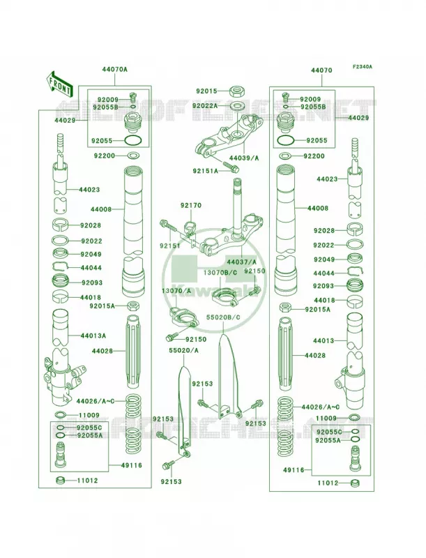 Front ForkD7F-D9FA Kawasaki MOTOS 100 2009 KX100 Monster Energy  KX100D9FA