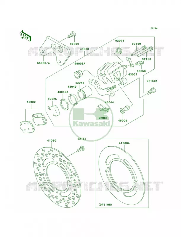Rear Brake Kawasaki MOTOS 100 2009 KX100 Monster Energy  KX100D9FA