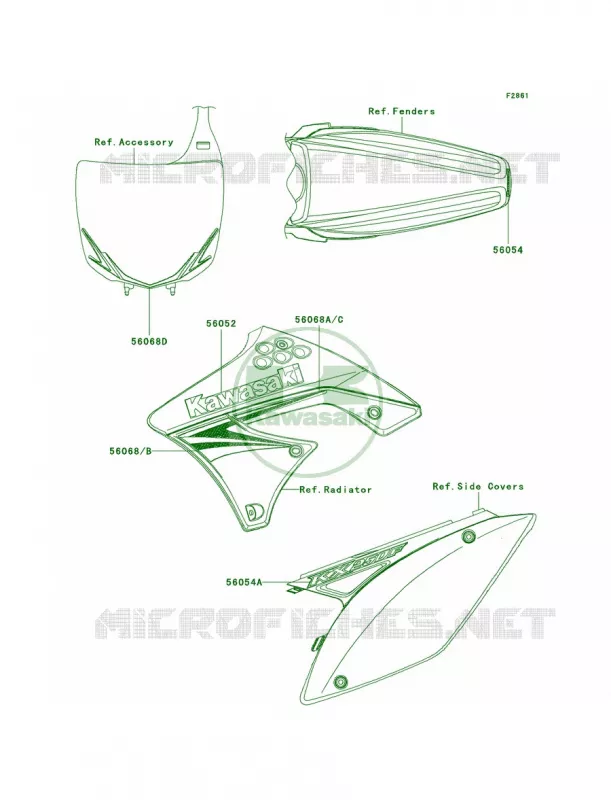 DecalsGreenW9F Kawasaki MOTOS 250 2009 KX250F  KX250W9F