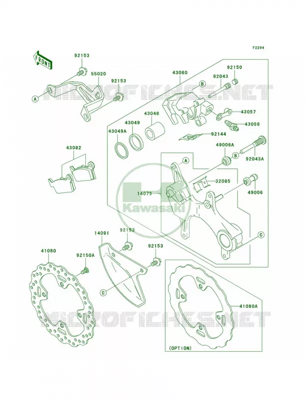 Rear Brake Kawasaki MOTOS 250 2009 KX250F  KX250W9F