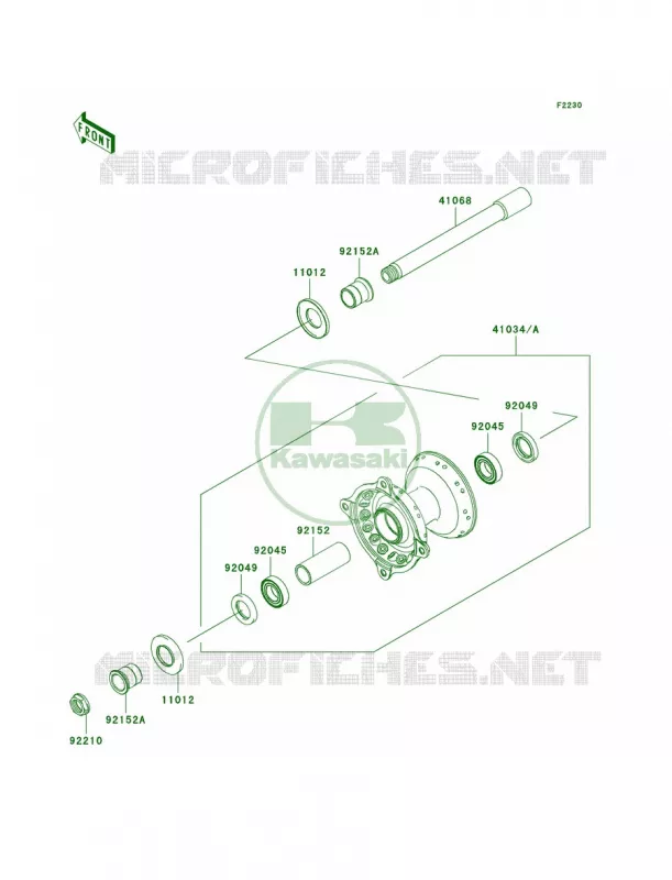 Front Hub Kawasaki MOTOS 250 2009 KX250F Monster Energy  KX250W9FA