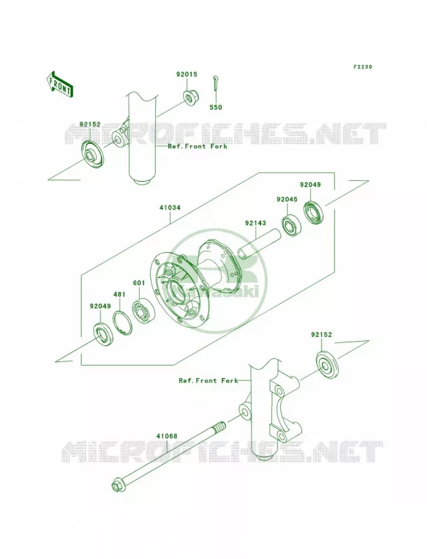 Front Hub Kawasaki MOTOS 140 2009 KLX140L  KLX140B9F