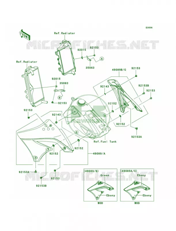 Engine Shrouds Kawasaki MOTOS 450 2009 KX450F  KX450E9F