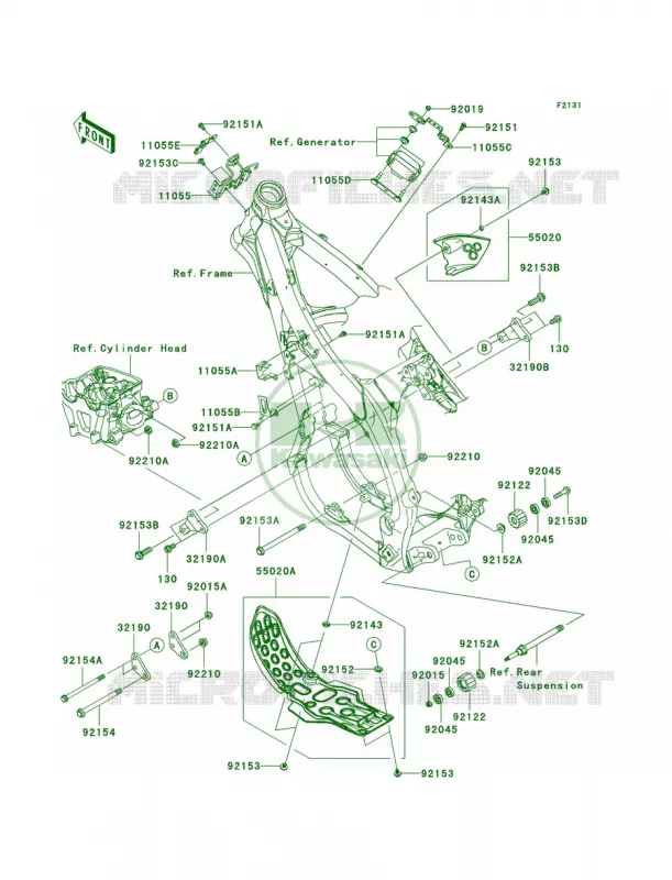 Frame Fittings Kawasaki MOTOS 450 2009 KX450F Monster Energy  KX450E9FA