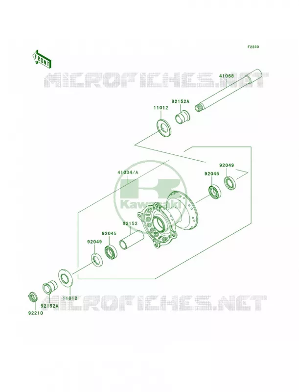 Front Hub Kawasaki MOTOS 450 2009 KX450F Monster Energy  KX450E9FA
