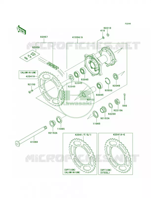 Rear Hub Kawasaki MOTOS 450 2009 KX450F Monster Energy  KX450E9FA