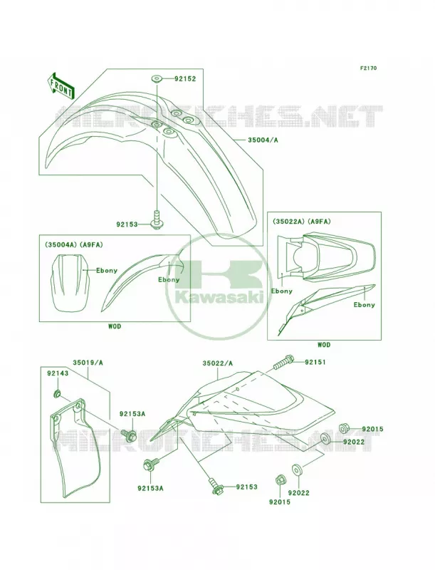Fenders Kawasaki MOTOS 65 2008 KX65   KX65A8F