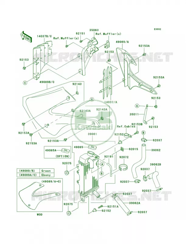 Radiator Kawasaki MOTOS 85 2008 KX85  KX85A8F