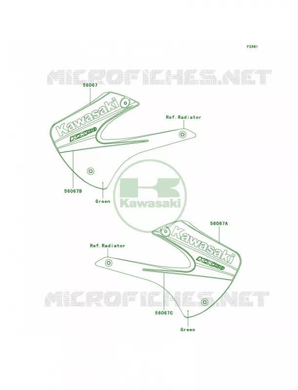 DecalsGreenD6F Kawasaki MOTOS 100 2008 KX100  KX100D8F