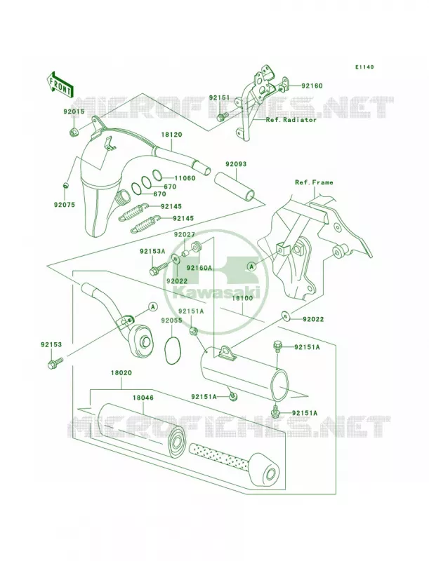 Mufflers Kawasaki MOTOS 100 2008 KX100  KX100D8F
