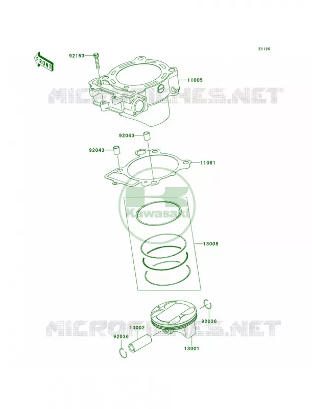 CylinderPistons Kawasaki MOTOS 450 2008 KX450F  KX450D8F