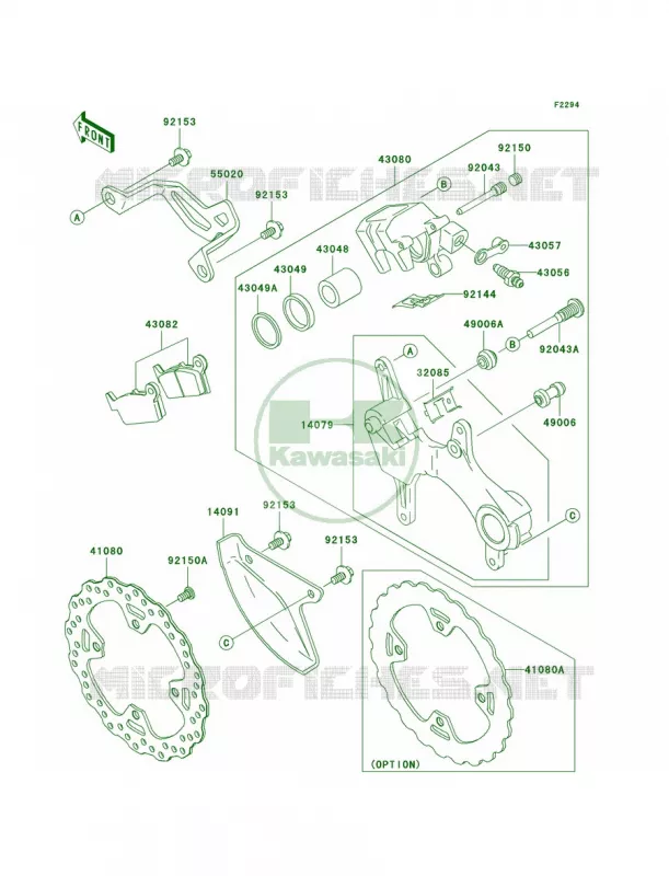 Rear Brake Kawasaki MOTOS 450 2008 KX450F  KX450D8F