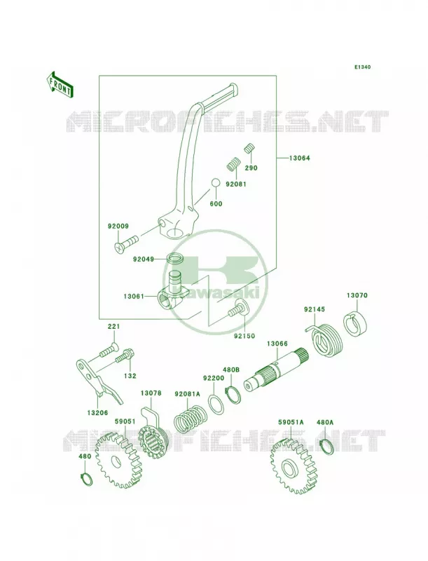 Kickstarter Mechanism Kawasaki MOTOS 85 2009 KX85  KX85A9F