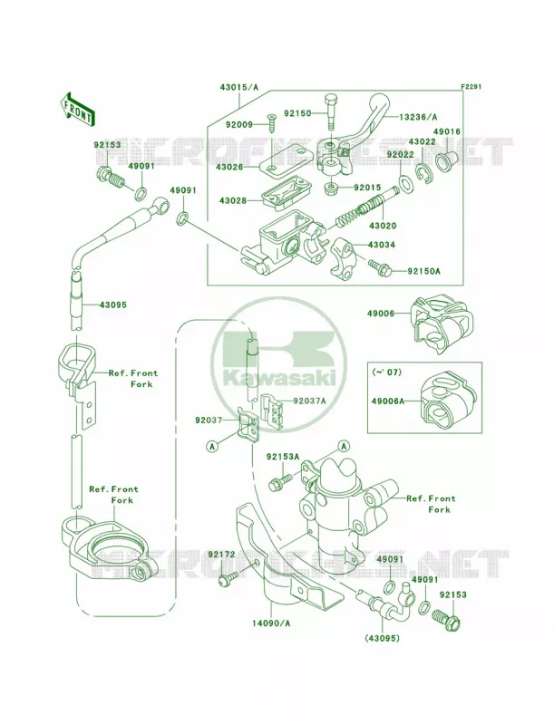 Front Master Cylinder Kawasaki MOTOS 85 2009 KX85 Monster Energy  KX85A9FA