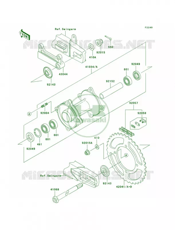 Rear Hub Kawasaki MOTOS 85 2009 KX85 Monster Energy  KX85A9FA