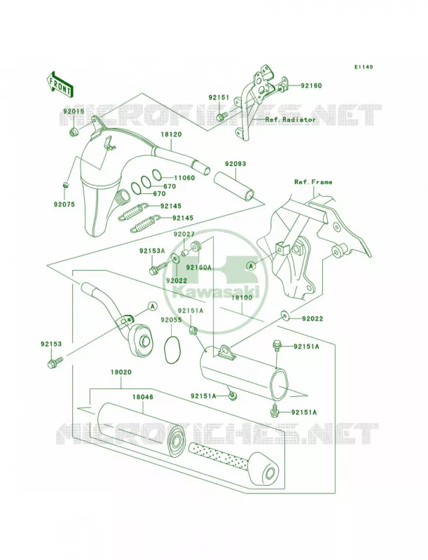 Mufflers Kawasaki MOTOS 100 2007 KX100  KX100D7F