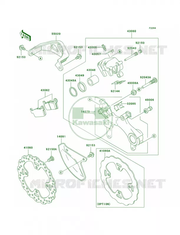 Rear Brake Kawasaki MOTOS 250 2007 KX250  KX250R7F
