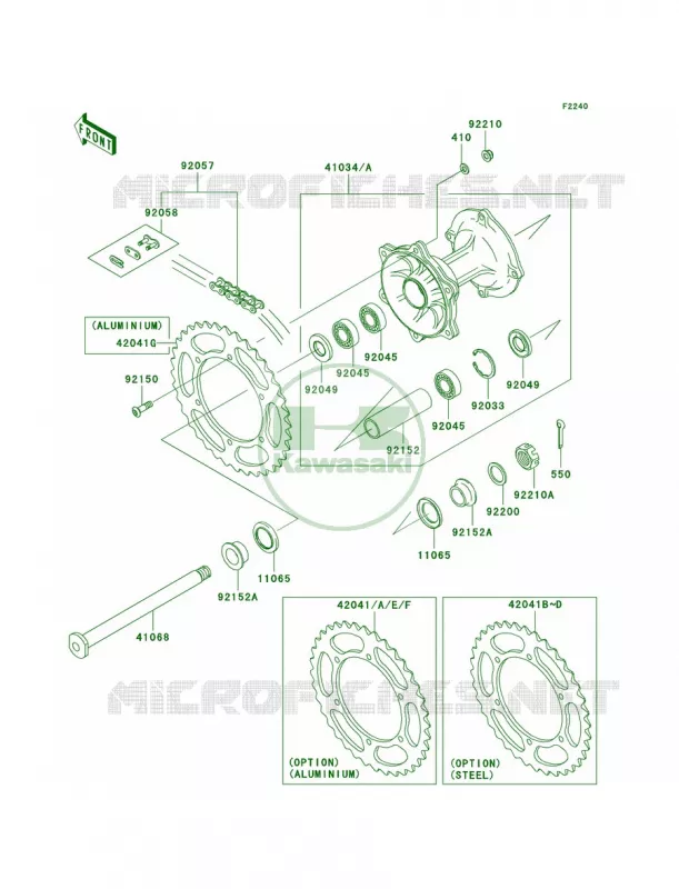 Rear Hub Kawasaki MOTOS 250 2007 KX250  KX250R7F
