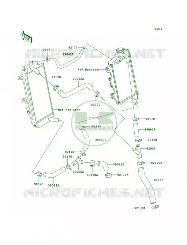 Water Pipe Kawasaki MOTOS 450 2007 KX450F  KX450D7F