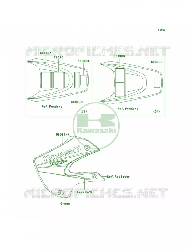 LabelsGreenA6F Kawasaki MOTOS 65 2007 KX65  KX65A7F