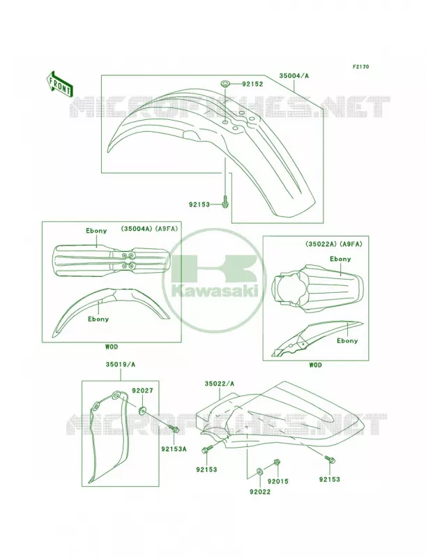 Fenders Kawasaki MOTOS 85 2007 KX85  KX85A7F