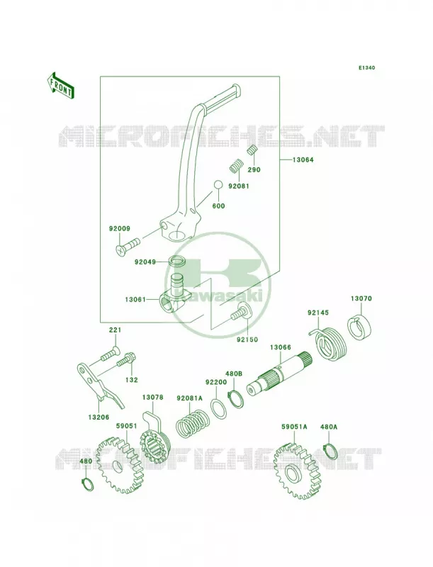 Kickstarter Mechanism Kawasaki MOTOS 85 2007 KX85  KX85A7F
